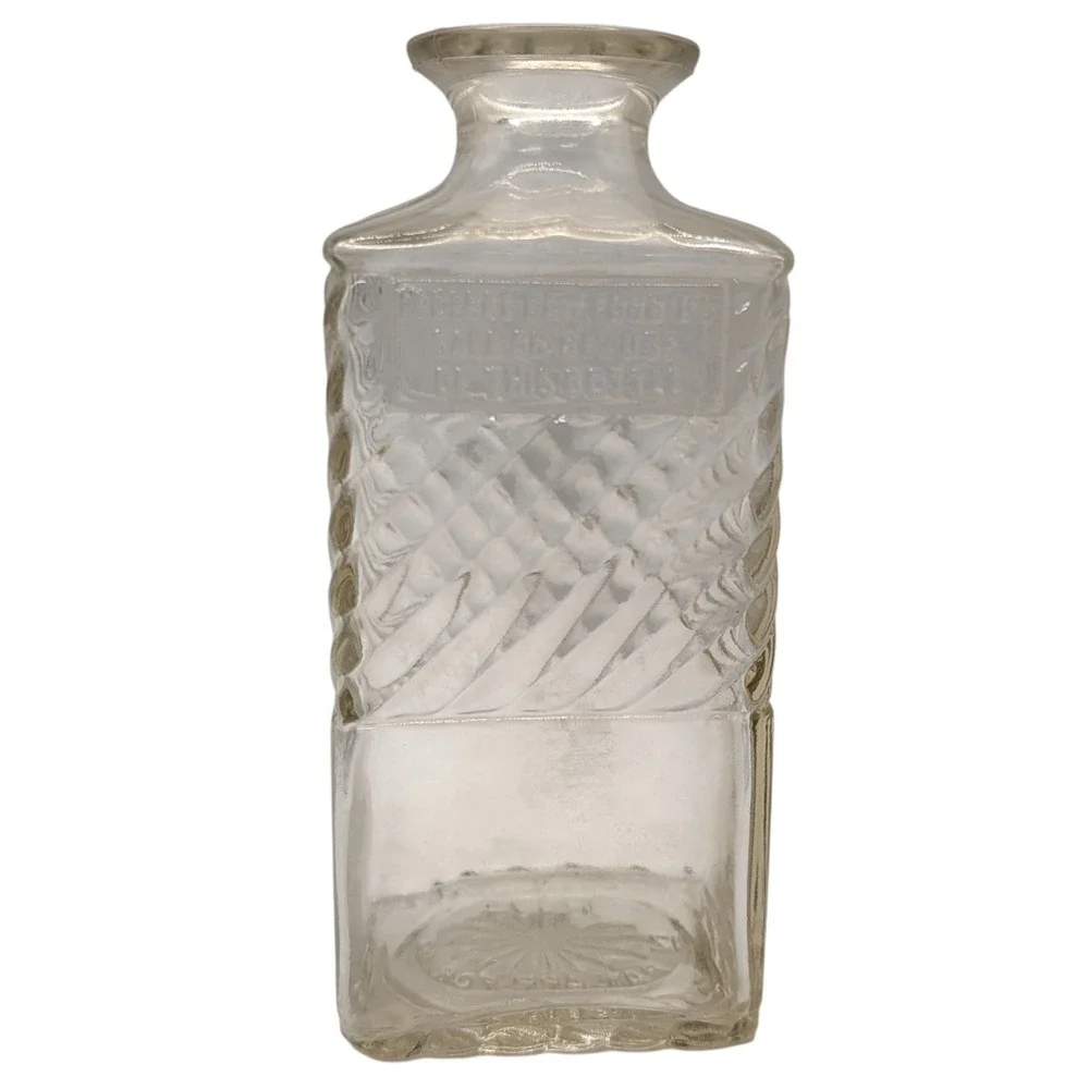 Old Mr Boston Decanter Bottle Swirl Vintage Fine Liquor Clear Textured Glass SEE